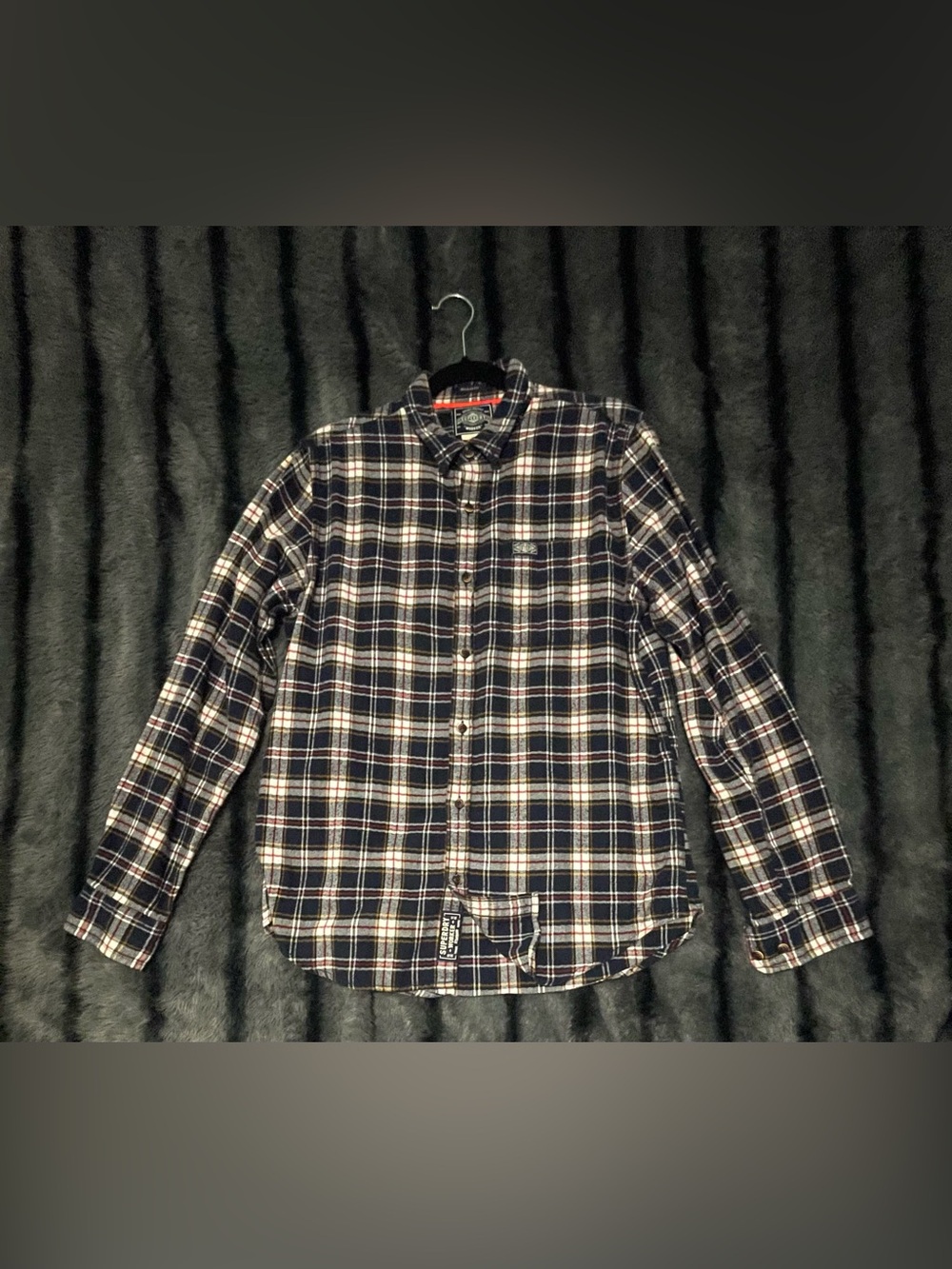 Superdry Navy, White & Red Plaid Button-Down Shirt